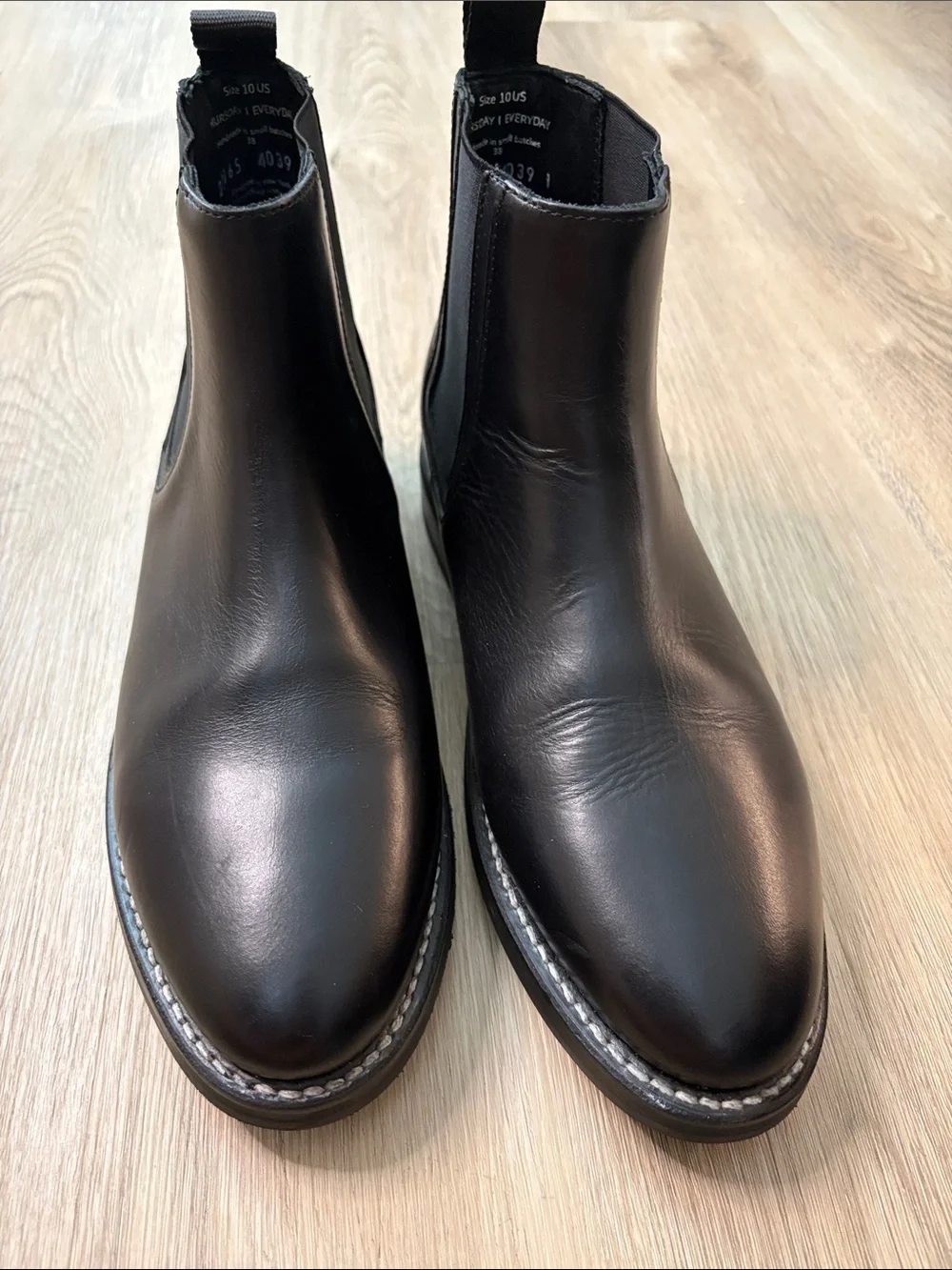 Thursday Boot Co Mens Duke Chelsea Black Leather Boots Size 10 handmade classic